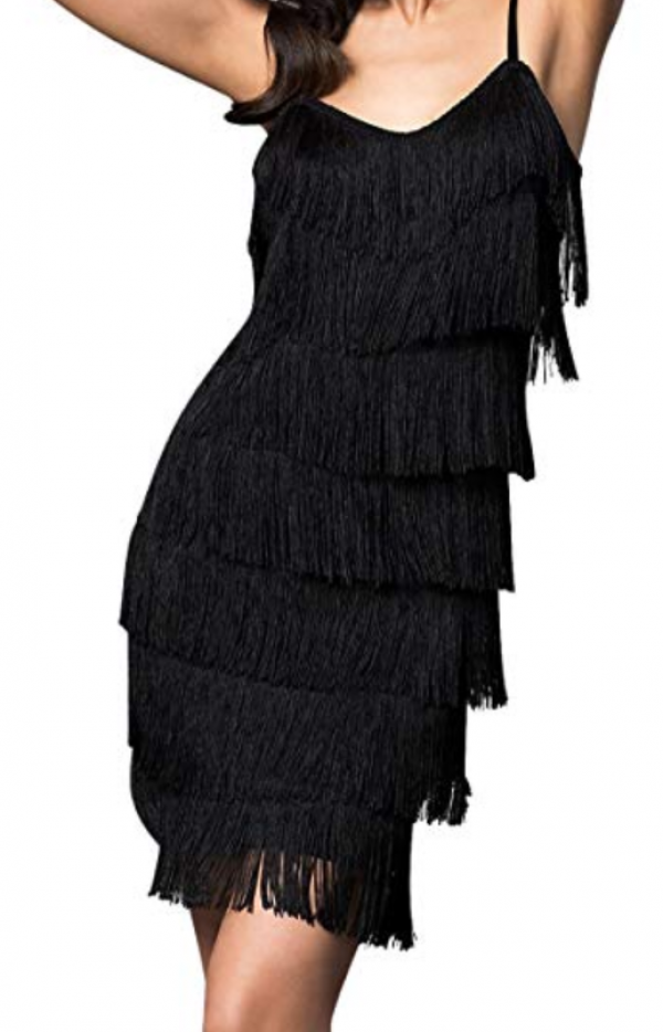 Gaun flapper dengan fringe